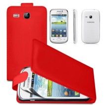 FLIP LEATHER SERIES CASE COVER SAMSUNG GALAXY YOUNG S6310 - Red