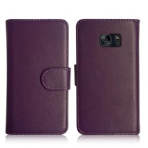 Book Shape Back Leather Case Cover for Samsung Galaxy S7 in Purple