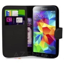 Book Flip Leather Wallet Case Cover For Samsung Galaxy S5 Mini Black