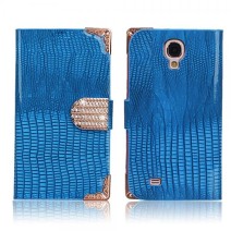 Diamond Luxury Book Shape Fancy Wallet Back Case for Samsung GALAXY S4 i9505 in Sky Blue