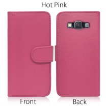 Book Shape Leather Back Case Cover for Samsung Galaxy A3 in Hot Pink