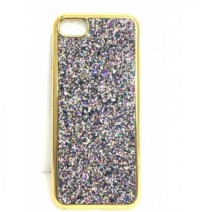Soft TPU Rubber cases in GOLD for iPhone 7 with Silver Glitter