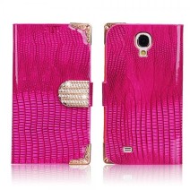 Diamond Luxury Book Shape Fancy Wallet Back Case for Samsung GALAXY S5 i9600 in Hot Pink