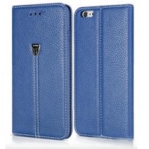 Xondo leather feel flip Wallet Case Cover For iPhone 7 in Dark Blue