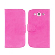 Leather Feel Flip Book Shape Back Case for Samsung galaxy Ace 3 - Pink