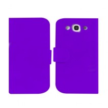 Leather Feel Flip Book Shape Back Case for Samsung galaxy Ace 3 - Purple