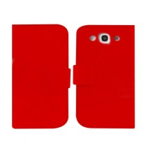Leather Feel Flip Book Shape Back Case for Samsung galaxy Ace 3 - Red