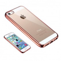 Ultra Thin Clear Gel Cover With Rose Gold Bumper Compatible For iPhone 6 Plus / 6S Plus