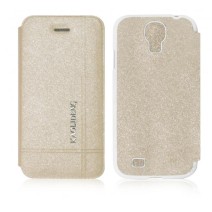 Sparkling Golden Color Fancy Leather Feel Smooth Back Case Cover for Samsung Galaxy S4 i9505