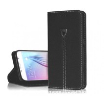 Xondo leather feel flip back case cover for Samsung S6 in Black