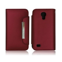 Smart Wallet Soft Leather Touch compatible for Samsung S4 Mini in Red