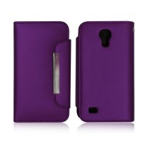 Smart Wallet Soft Leather Touch compatible for Samsung S4 Mini in Purple