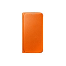 Flip Wallet Cover Back Case Compatible for Samsung Galaxy S6/S6 Edge - Orange in Retail Pack