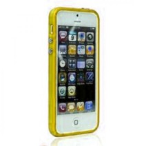 iPhone 5 Bumper Metal Button Silicone TPU Frame Cover in Yellow